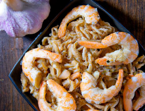 Pasta integral con gambas y ajo